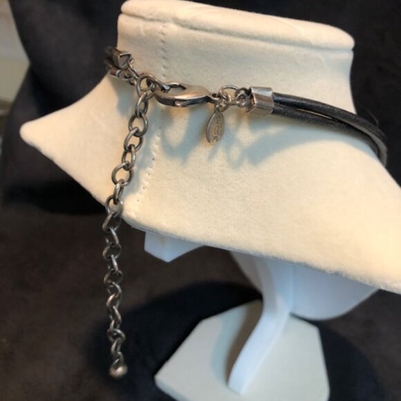 Chico's necklace - purple and blues, dual black leather strands. - Picture 2 of 2